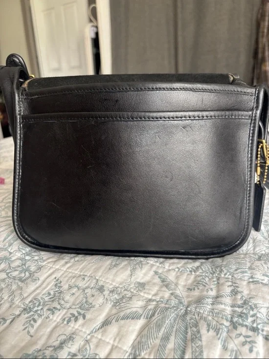 VTG Coach Black Leather Satchel with Gold-Tone Hardware - Picture 7 of 12